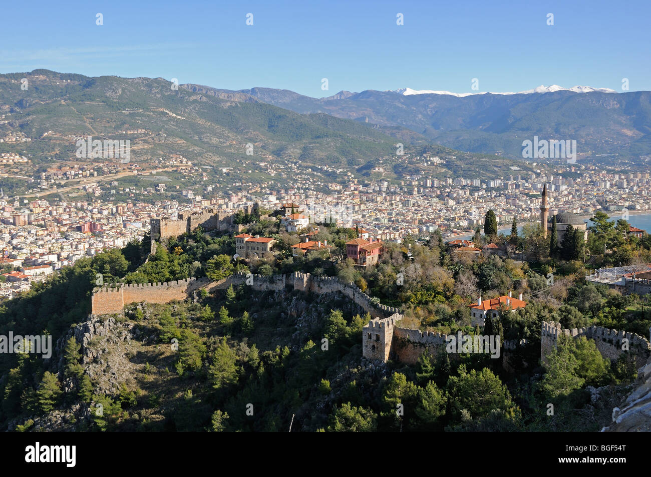 Alanya, vue depuis le château d'Alanya, Turquie, Alanya, Türkiye, Mer Méditerranée Banque D'Images