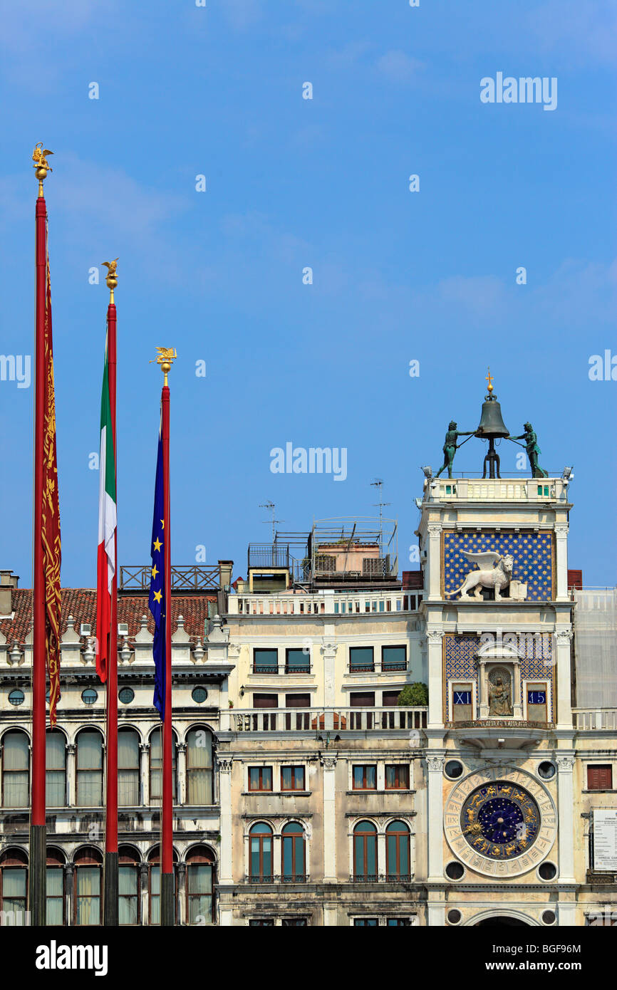 La tour de l'horloge, Venise, Vénétie, Italie Banque D'Images