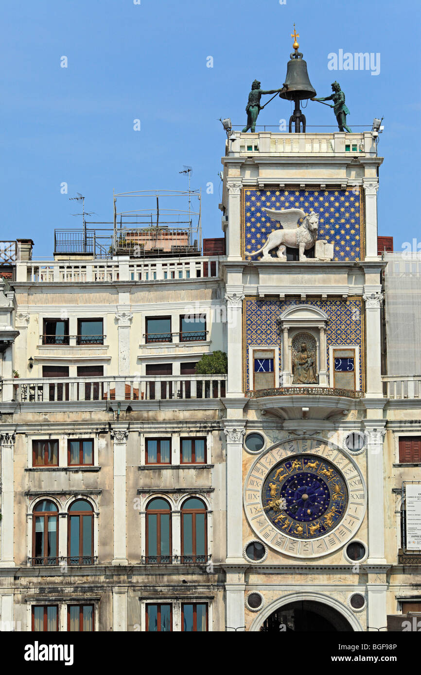 La tour de l'horloge, Venise, Vénétie, Italie Banque D'Images