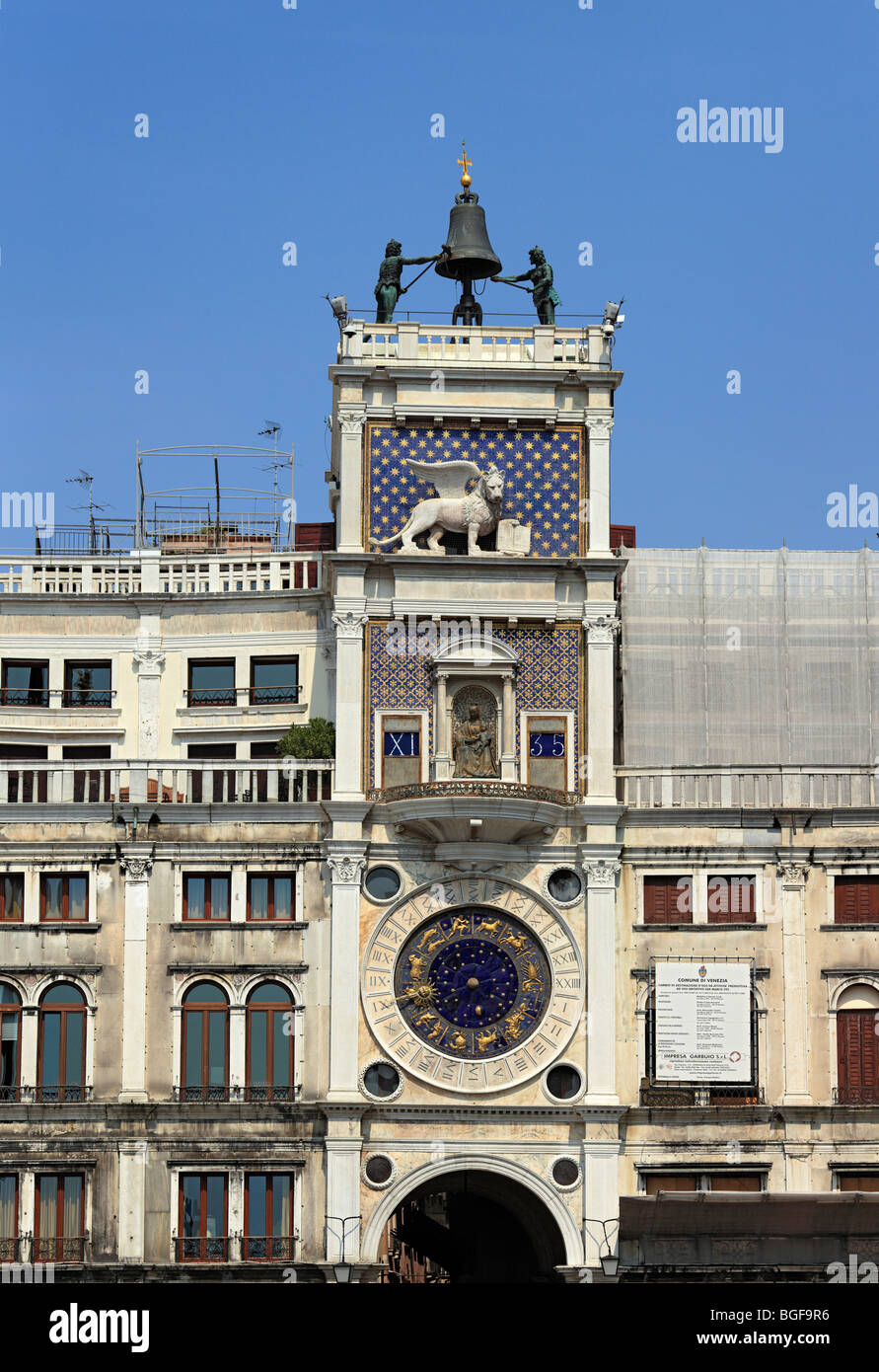 La tour de l'horloge, Venise, Vénétie, Italie Banque D'Images