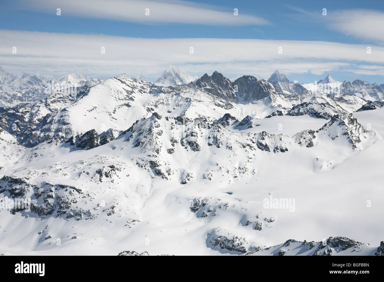 Vue du haut du Mont Fort mountain ski Verbier Banque D'Images