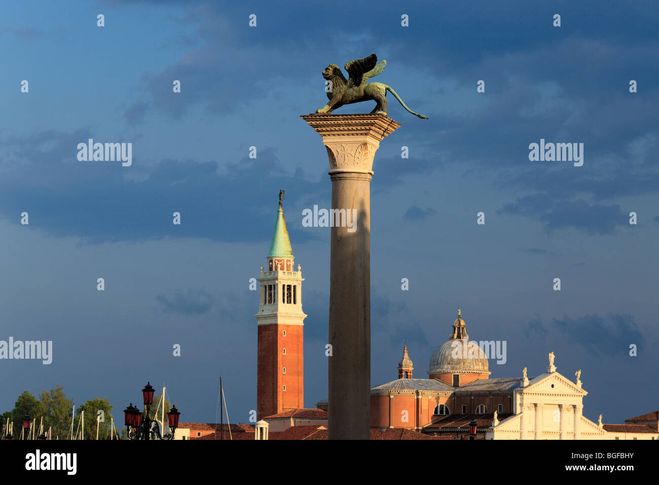 Colonne avec lion de Saint-Marc, Venise, Vénétie, Italie Banque D'Images