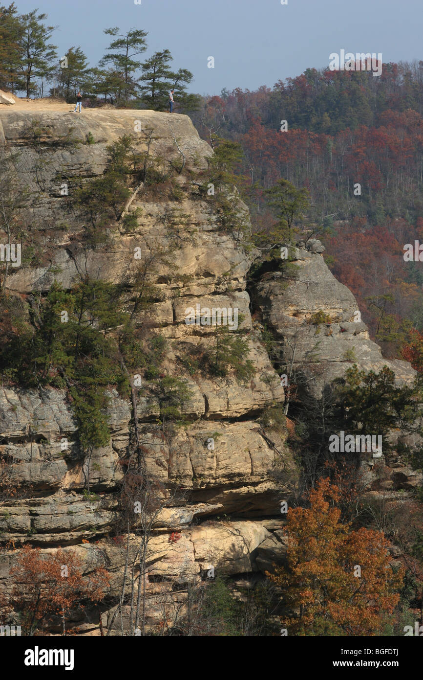 Red River Gorge Kentucky randonneur couleurs d'automne Banque D'Images