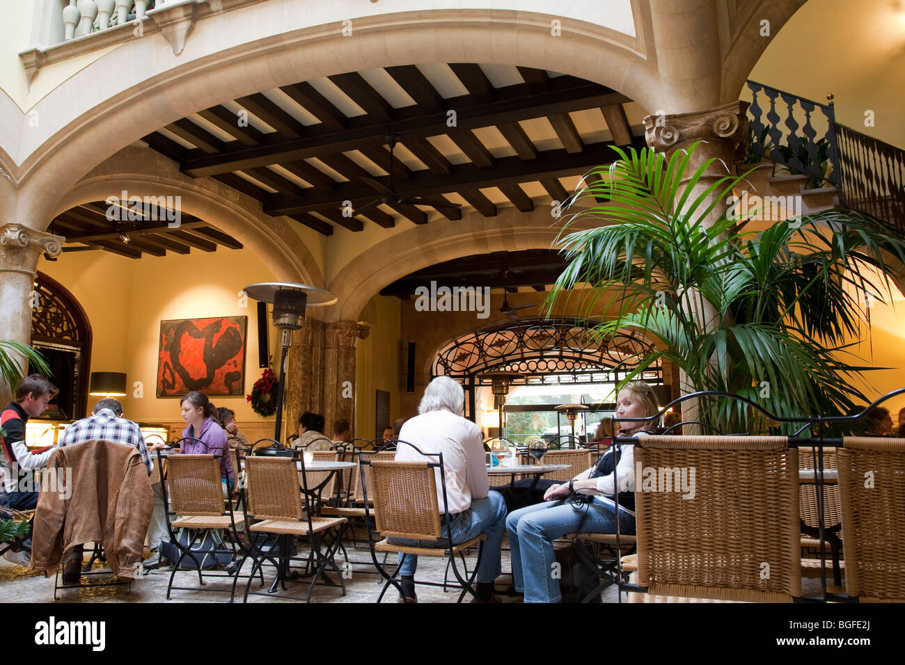 Café et Cappuccino Bar, Sant Miguel Street, Palma de Mallorca, Espagne Banque D'Images