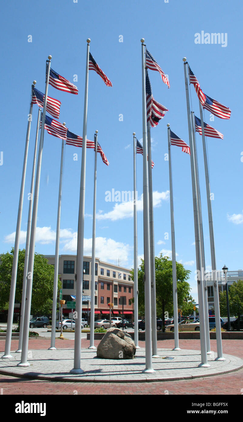 Salem Massachusetts USA mâts de drapeau memorial Banque D'Images
