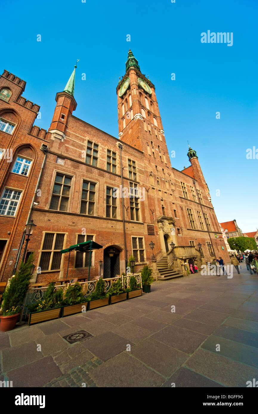 L'hôtel de ville au marché depuis longtemps, Dlugi Targ, vieille ville historique de Gdansk, Pologne | Rathaus, Langgasse, Danzig Banque D'Images