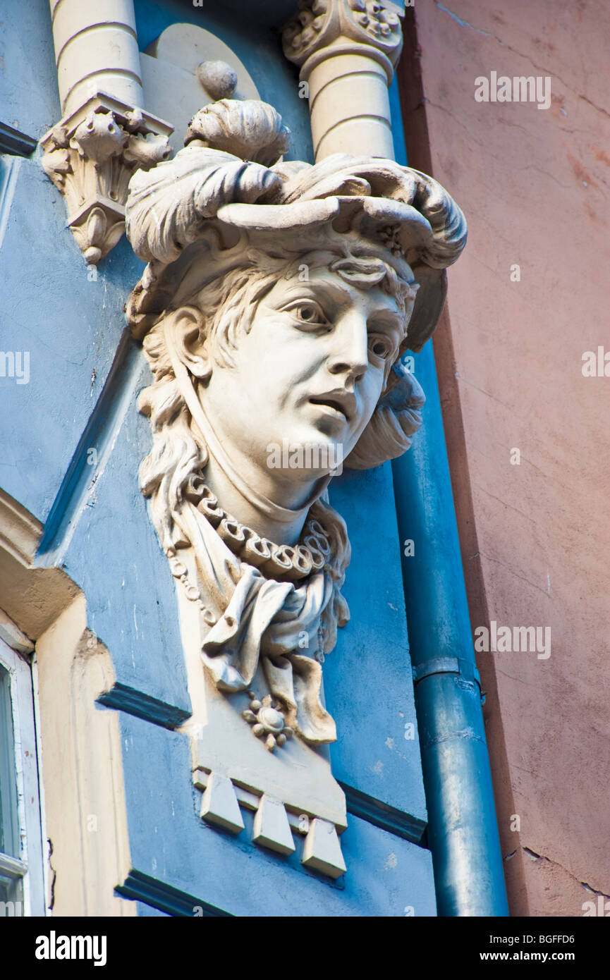 Détails des façades et pignons de maisons de marchands au centre historique de la vieille ville de Gdansk, Pologne | Giebel von historischen Häusern Danzig Banque D'Images