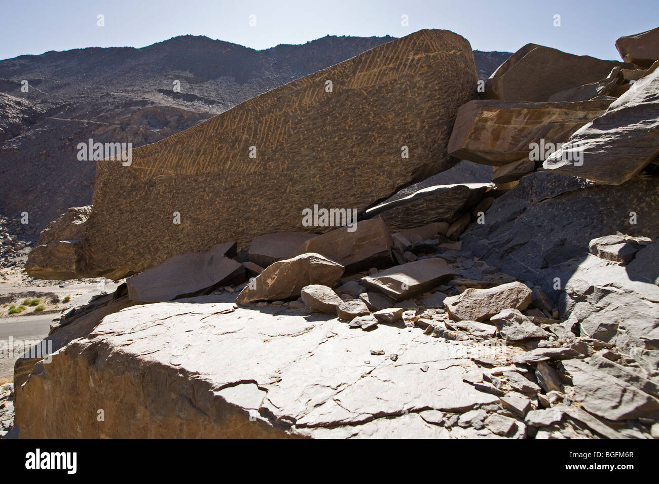 Sarcophage inachevé abandonné dans les carrières de schiste au Wadi Hammamat, les collines de la mer Rouge de l'Égypte. Banque D'Images