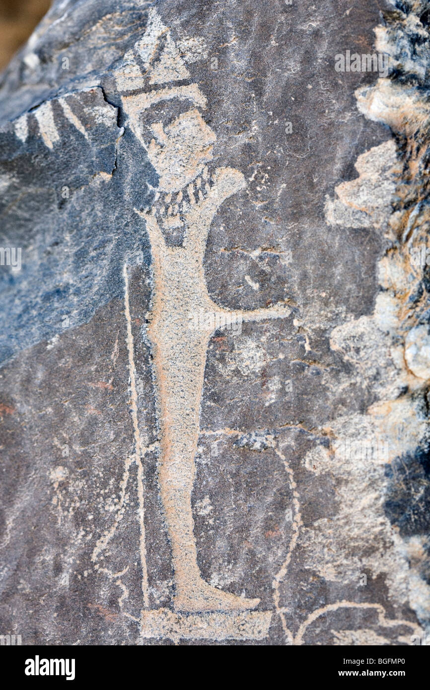 L'inscription de dieu Min au Wadi Hammamat, désert de l'Est, les collines de la mer Rouge, Egypte, Afrique du Nord Banque D'Images