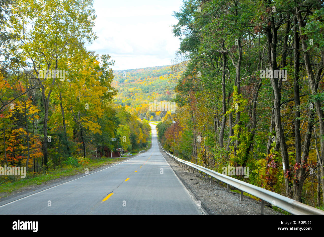 Route avec des couleurs d'automne la région de Finger Lakes New York Banque D'Images