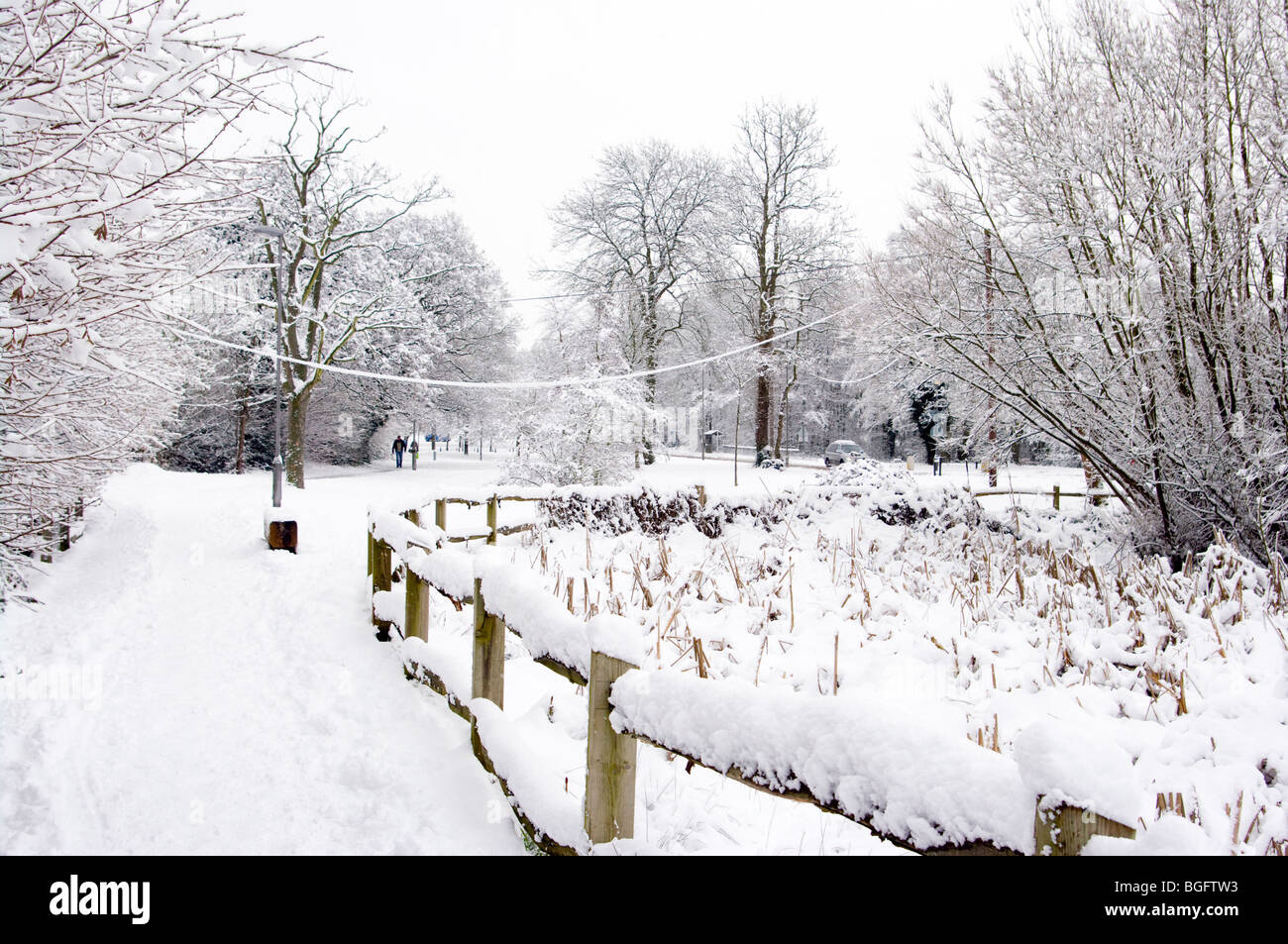 Woodhatch Reigate Surrey après les fortes chutes de neige Banque D'Images