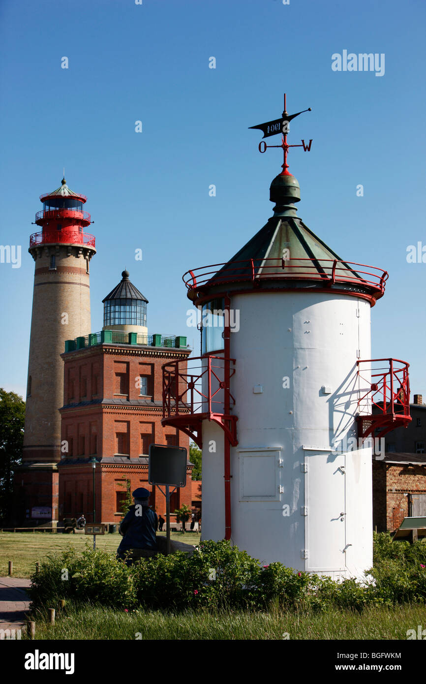 Kap Arkona, phare en face de l'ancien phare, Rantzow derrière le phare de l'île de Rügen, Schinkel, Allemagne Banque D'Images