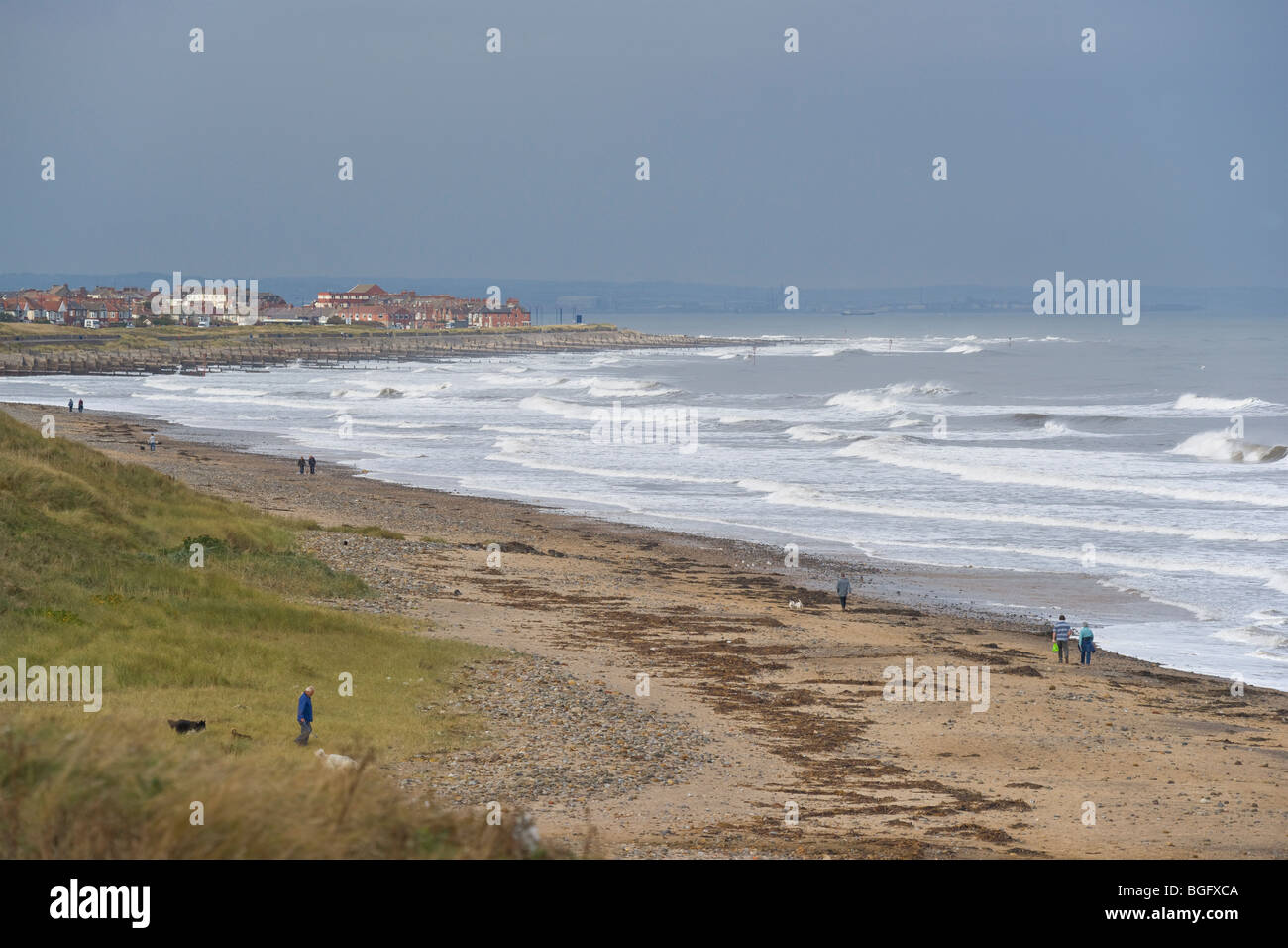 Plage de Redcar, Cleveland, Nord de l'Angleterre, octobre 2009 Banque D'Images