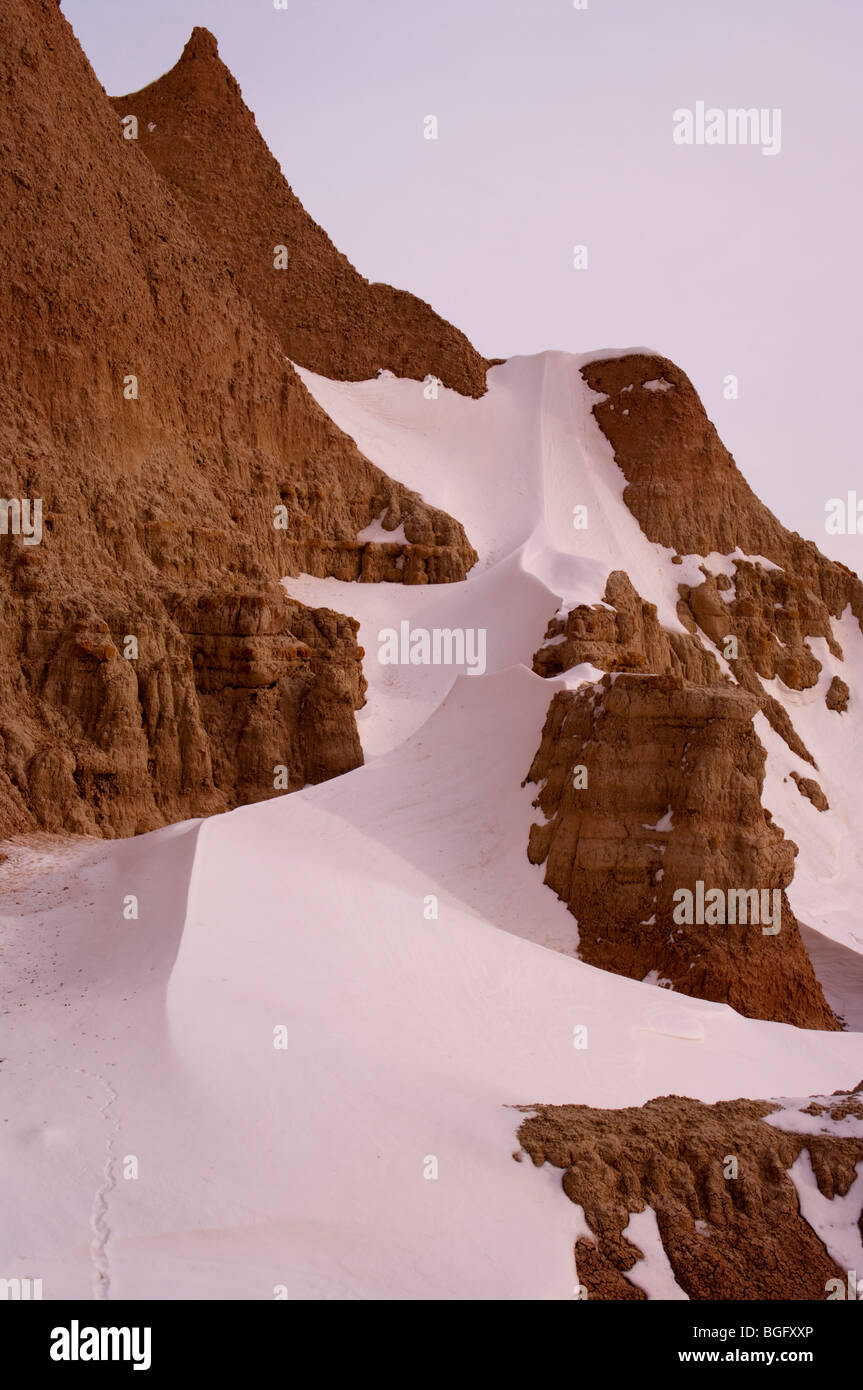 Badlands National Park en hiver Banque D'Images