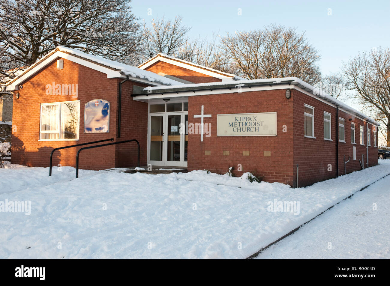 Kippax Methodist church dans la neige Banque D'Images