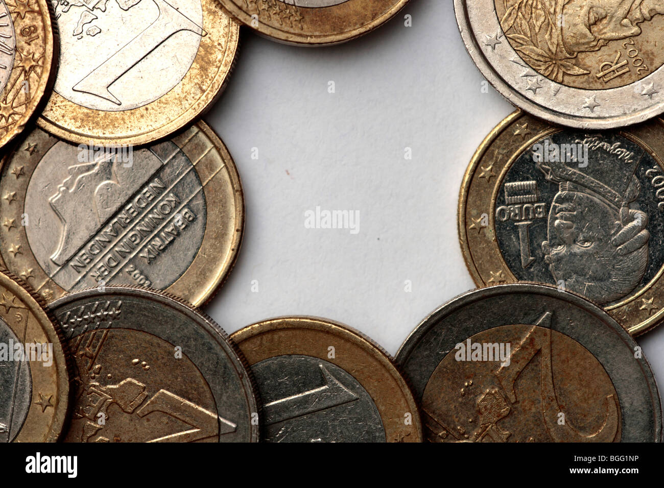 Une trame de pièces en euros Banque D'Images