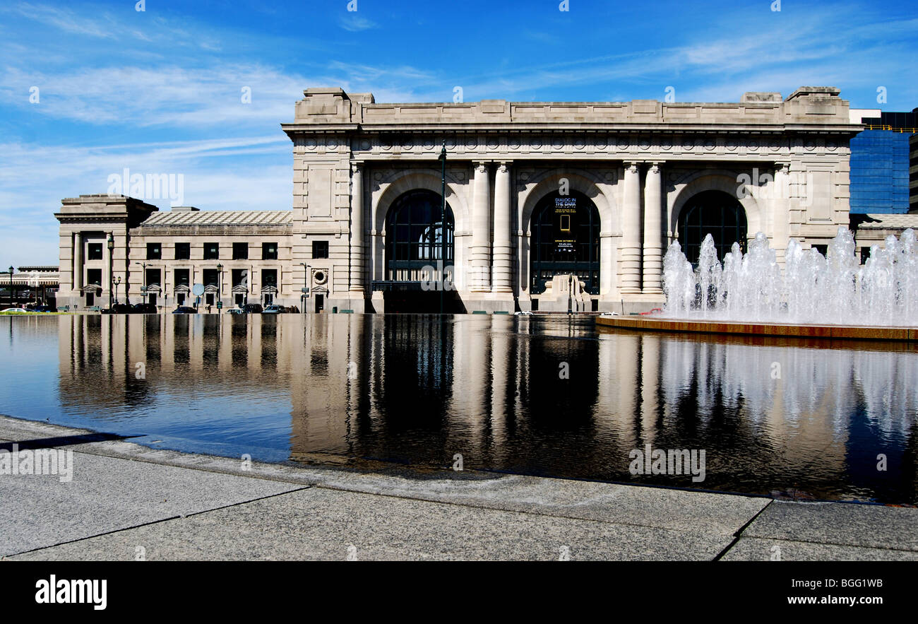 La gare Union/Downtown Kansas City Reflet Banque D'Images
