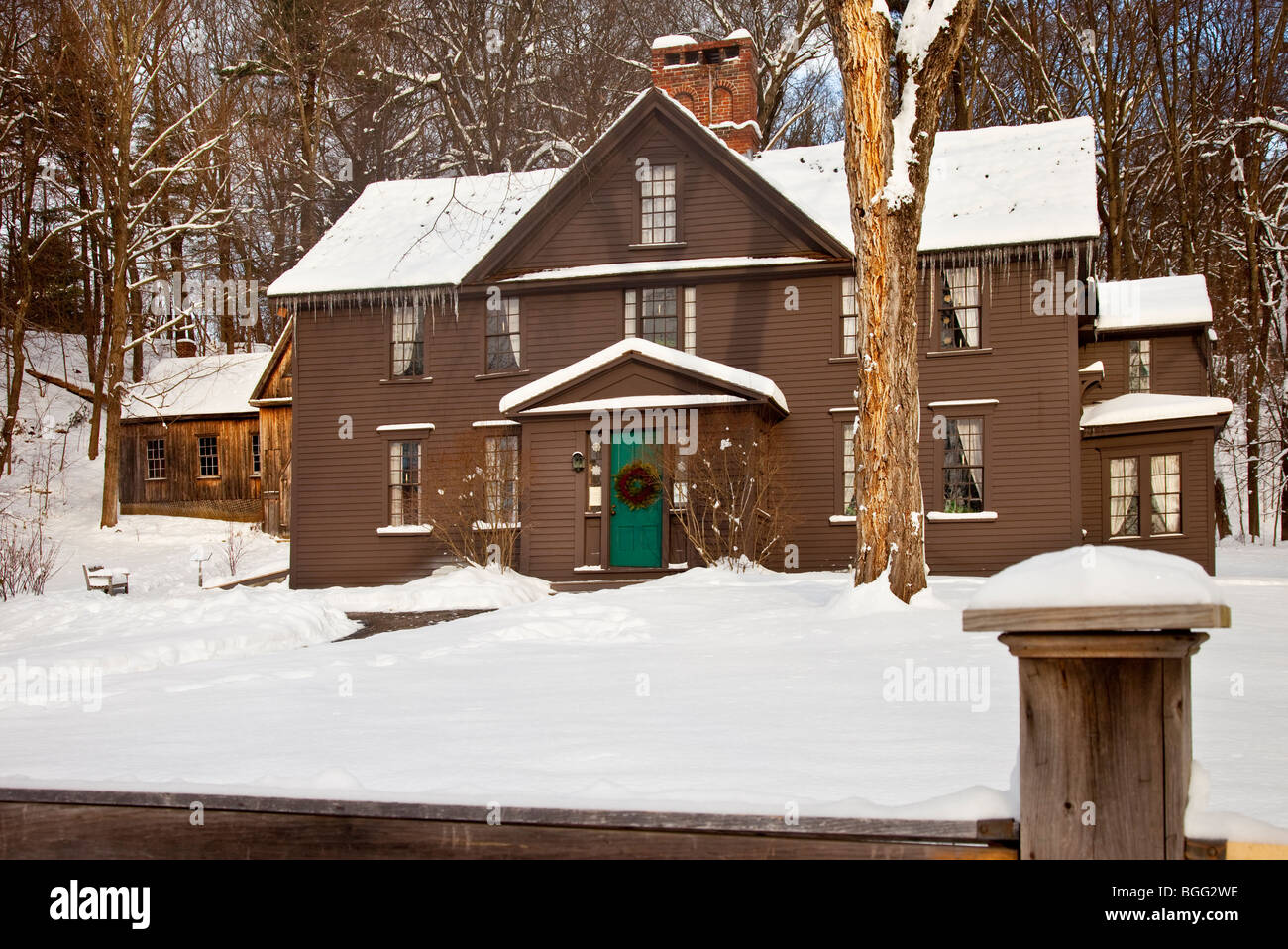 L'hiver à l'accueil de Louisa May Alcott, à Concord Massachusetts USA Banque D'Images