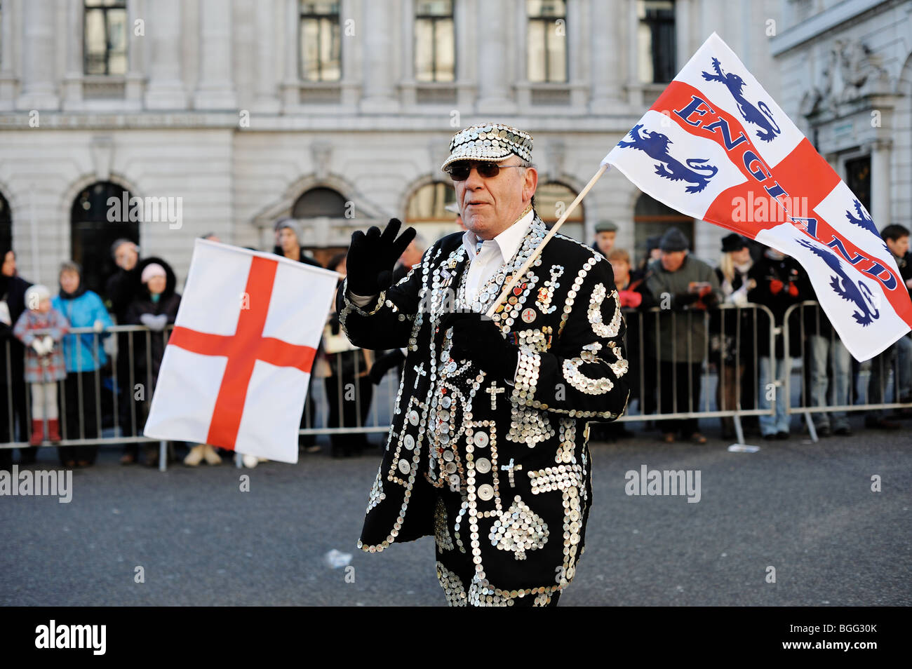 Pearly King à la nouvelle année Parade 2010, Londres, Angleterre Banque D'Images