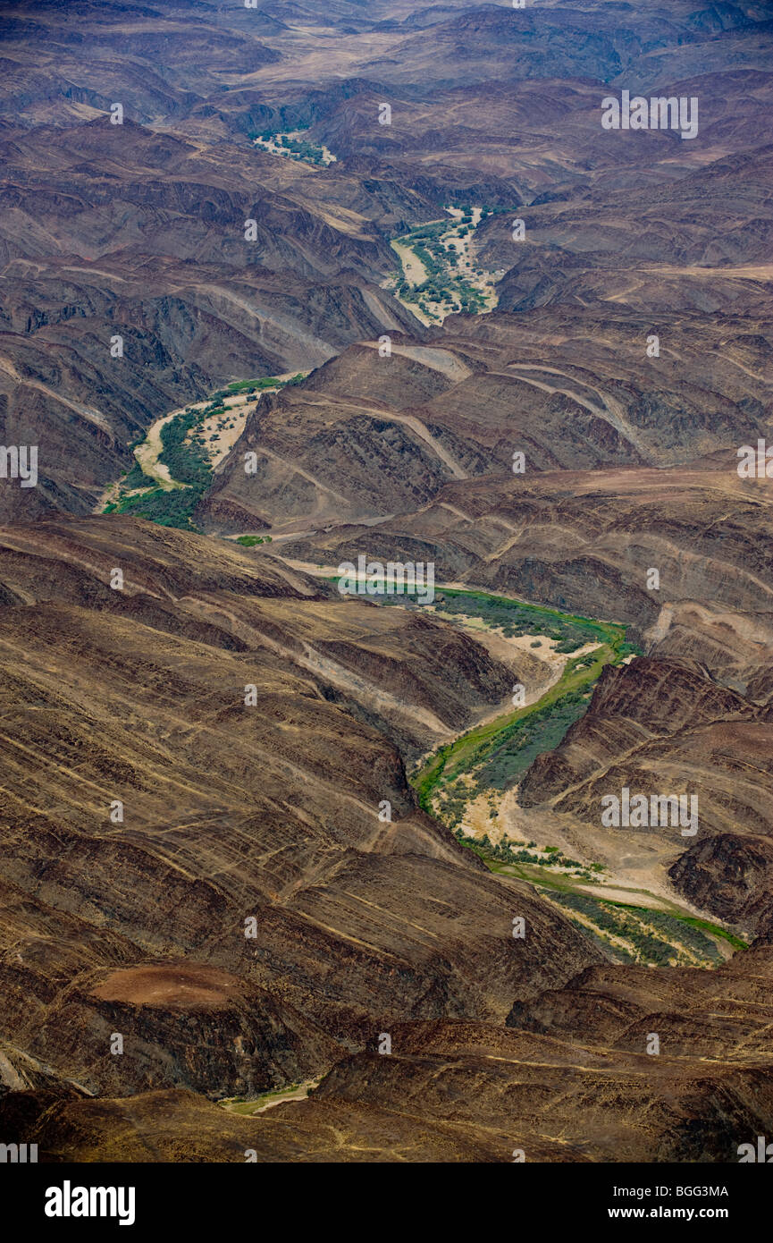 Vues aériennes de la région de Kunene, Damaraland, Namibie. Banque D'Images