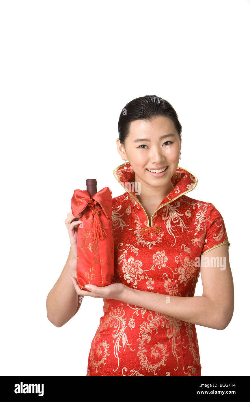 Serveur avec sélection de vins Banque D'Images