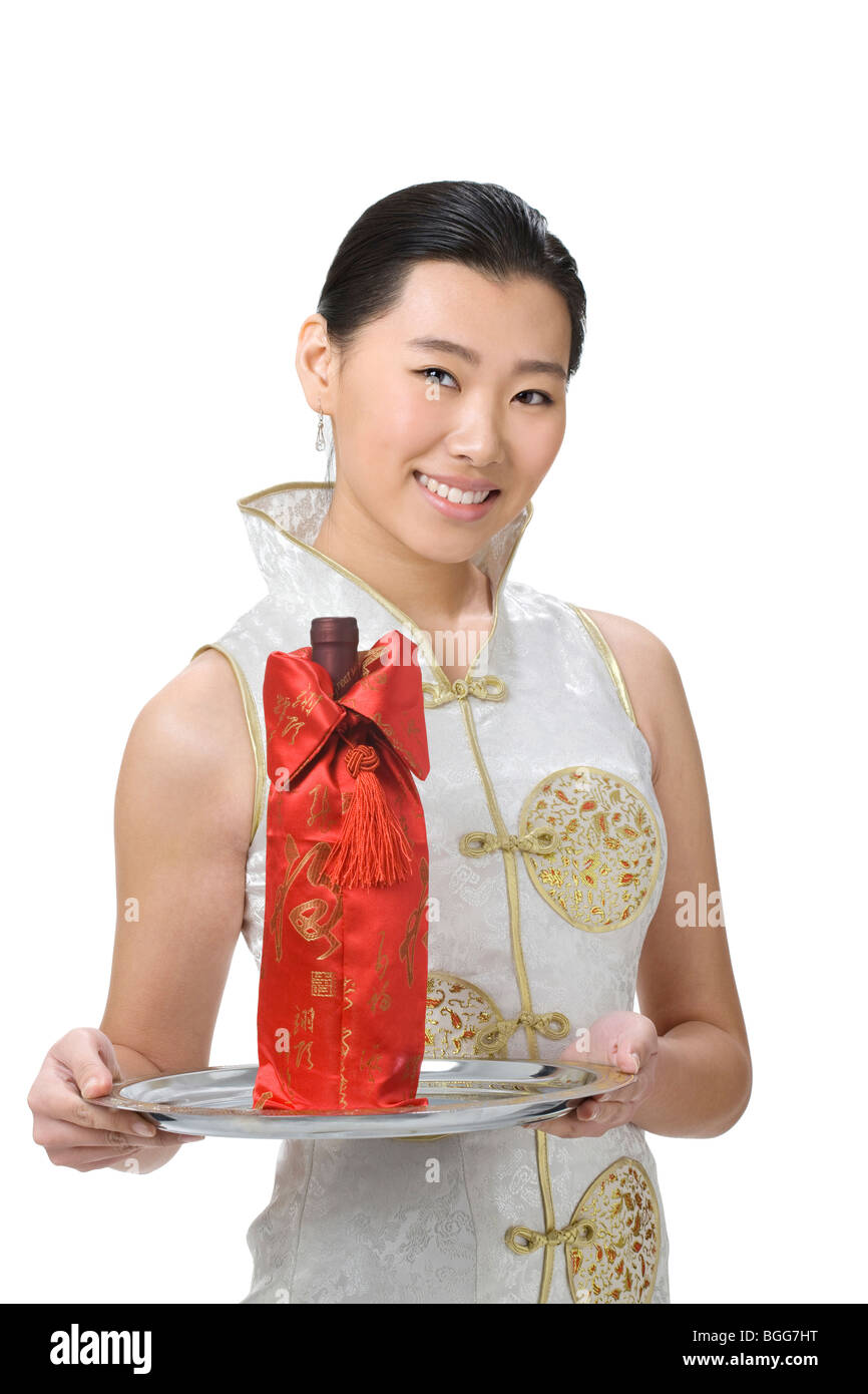 Serveur avec Champange Banque D'Images