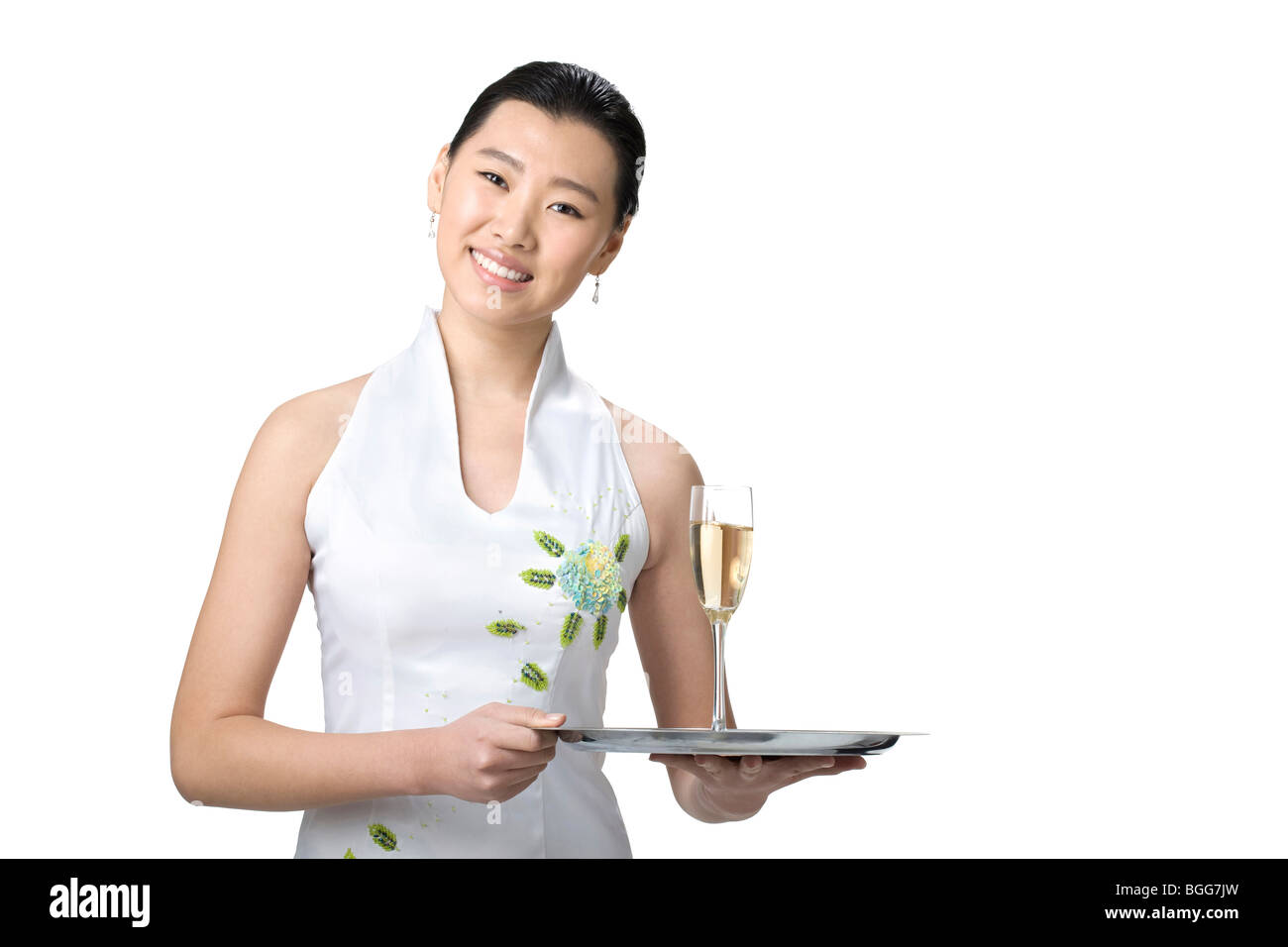 Serveur avec Champange Banque D'Images