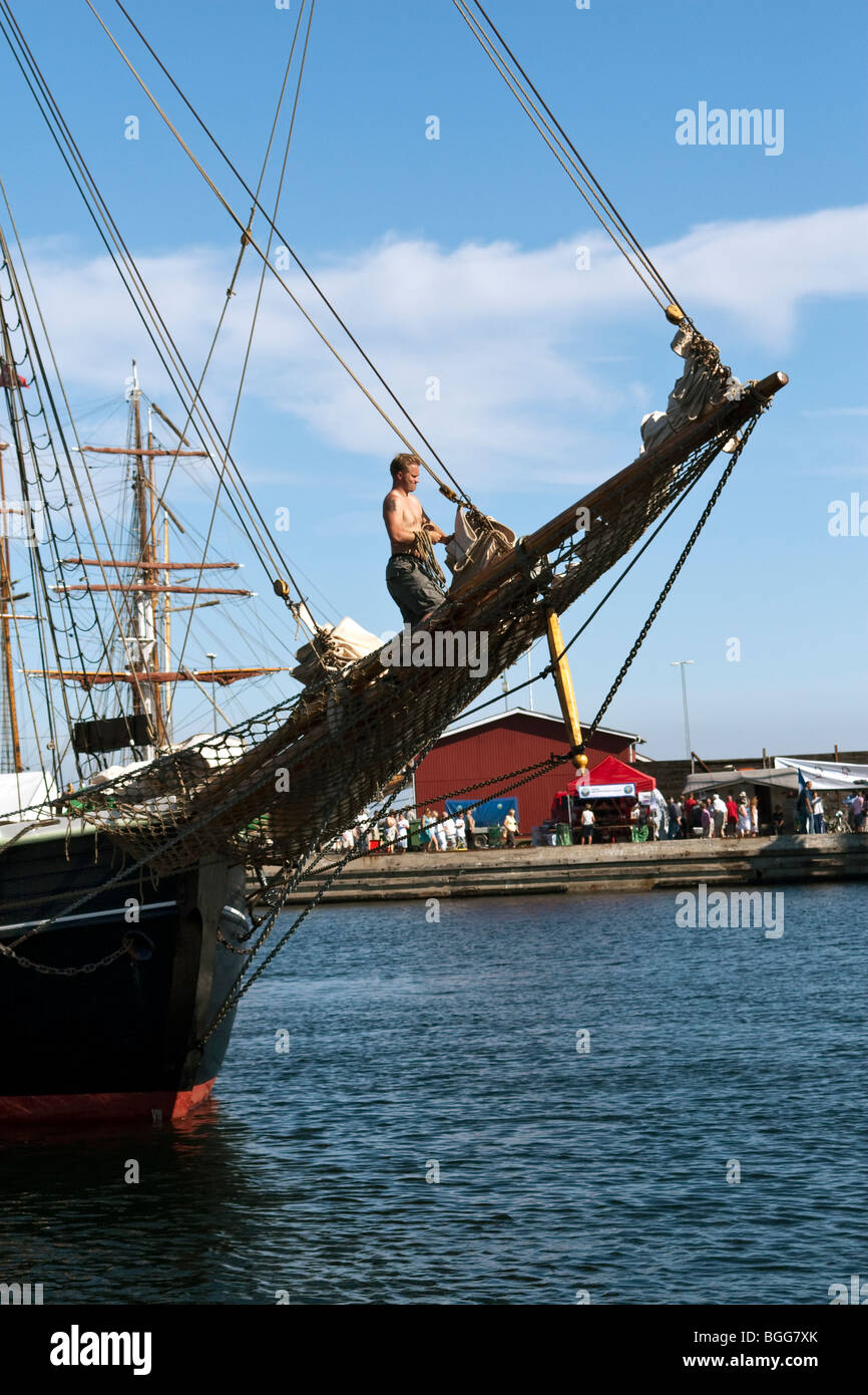 Vieux navires à voile à Faaborg harbour, Danemark Banque D'Images