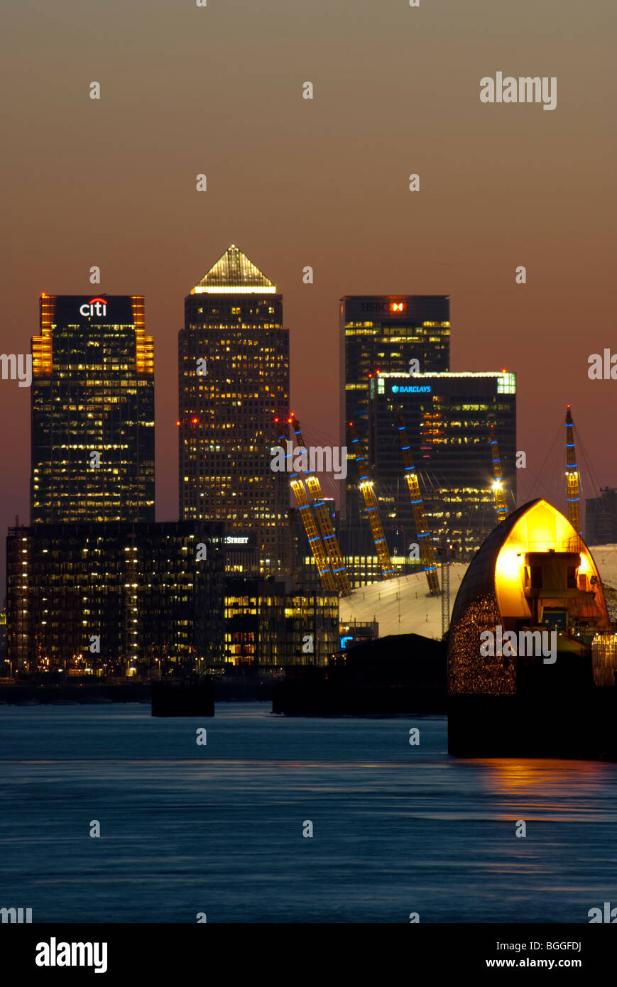 Canary Wharf, Thames Barrier, Royaume-Uni, Angleterre, Londres Banque D'Images