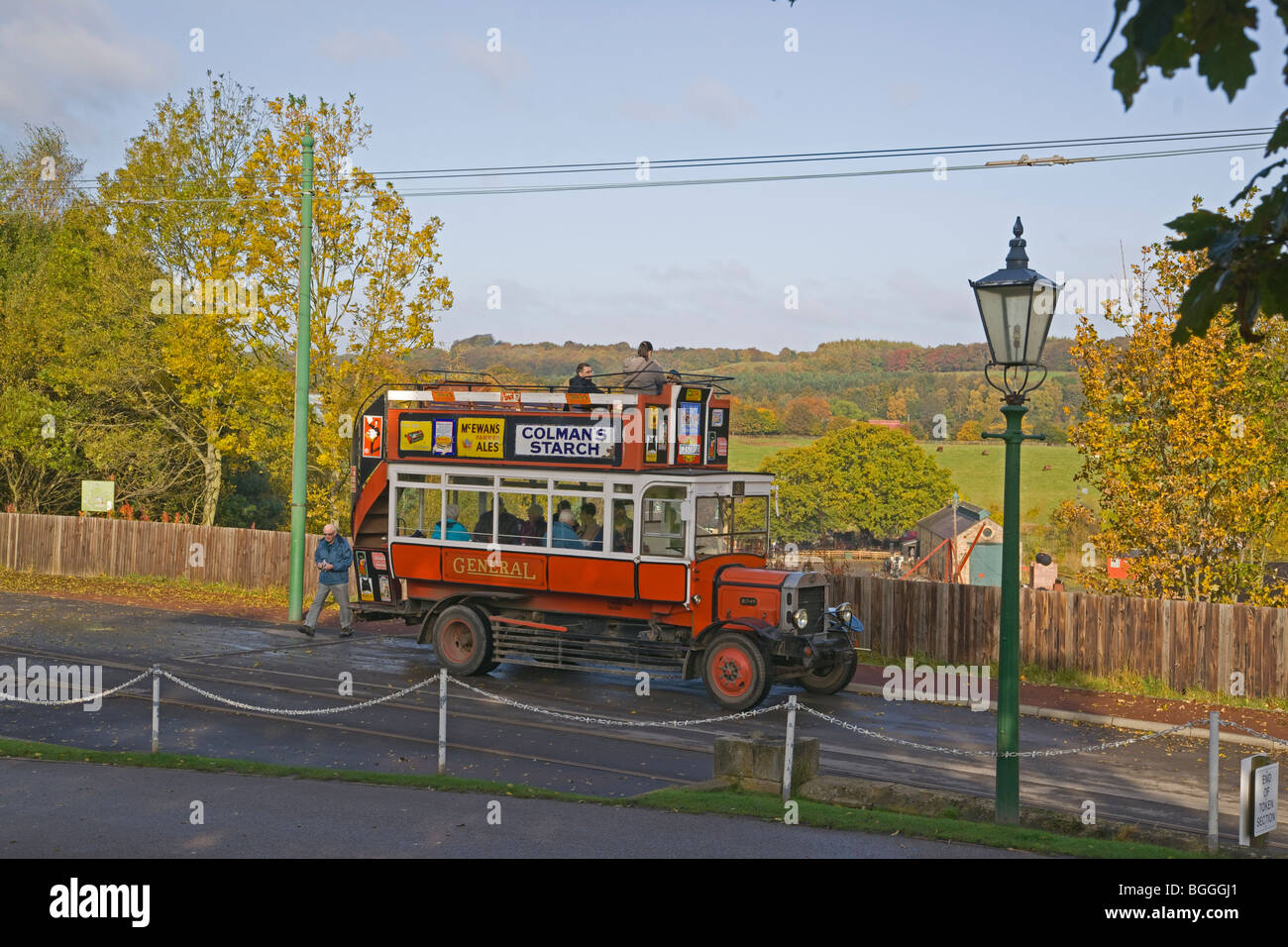 Le musée en plein air Beamish, bus d'époque, transport, Durham County Durham, Angleterre, octobre, 2009 Banque D'Images