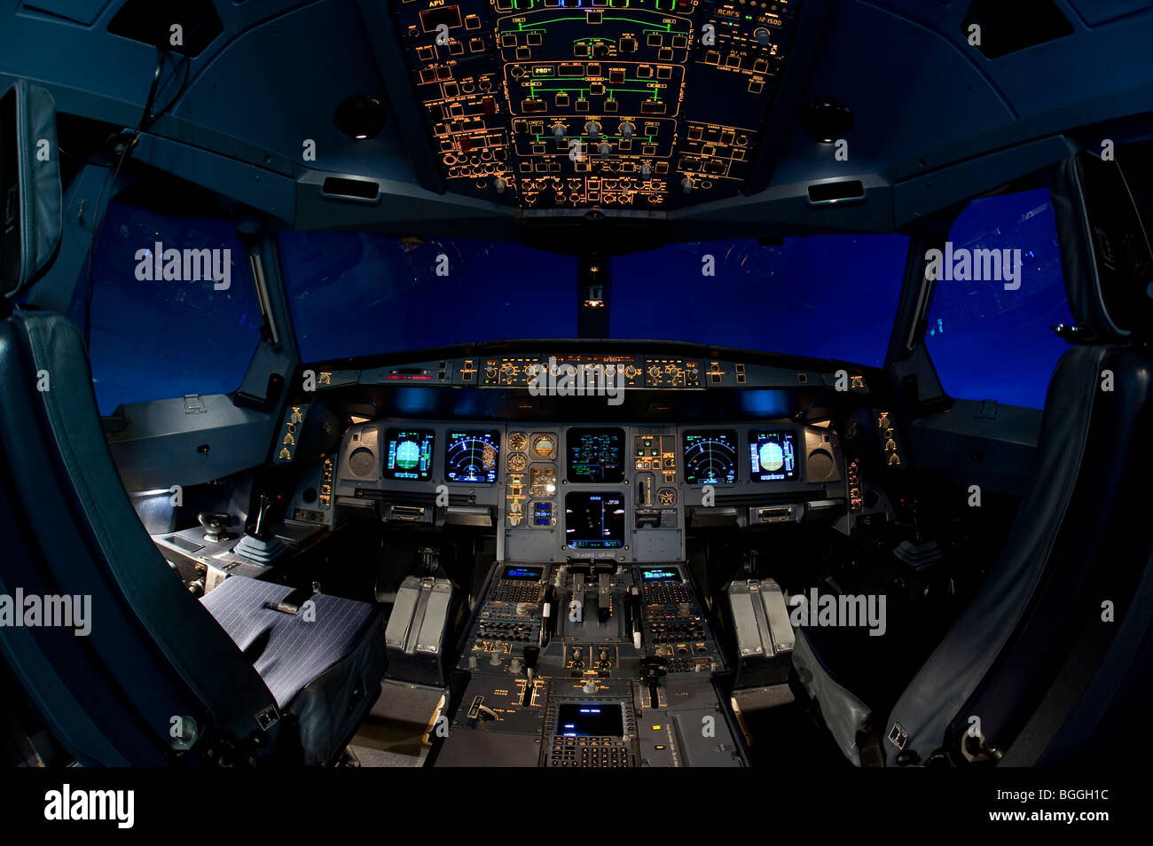 Centre de simulation de vol Berlin, ZFB, cockpit d'un Airbus A330/340 un simulateur de vol, Berlin, Germany, Europe Banque D'Images