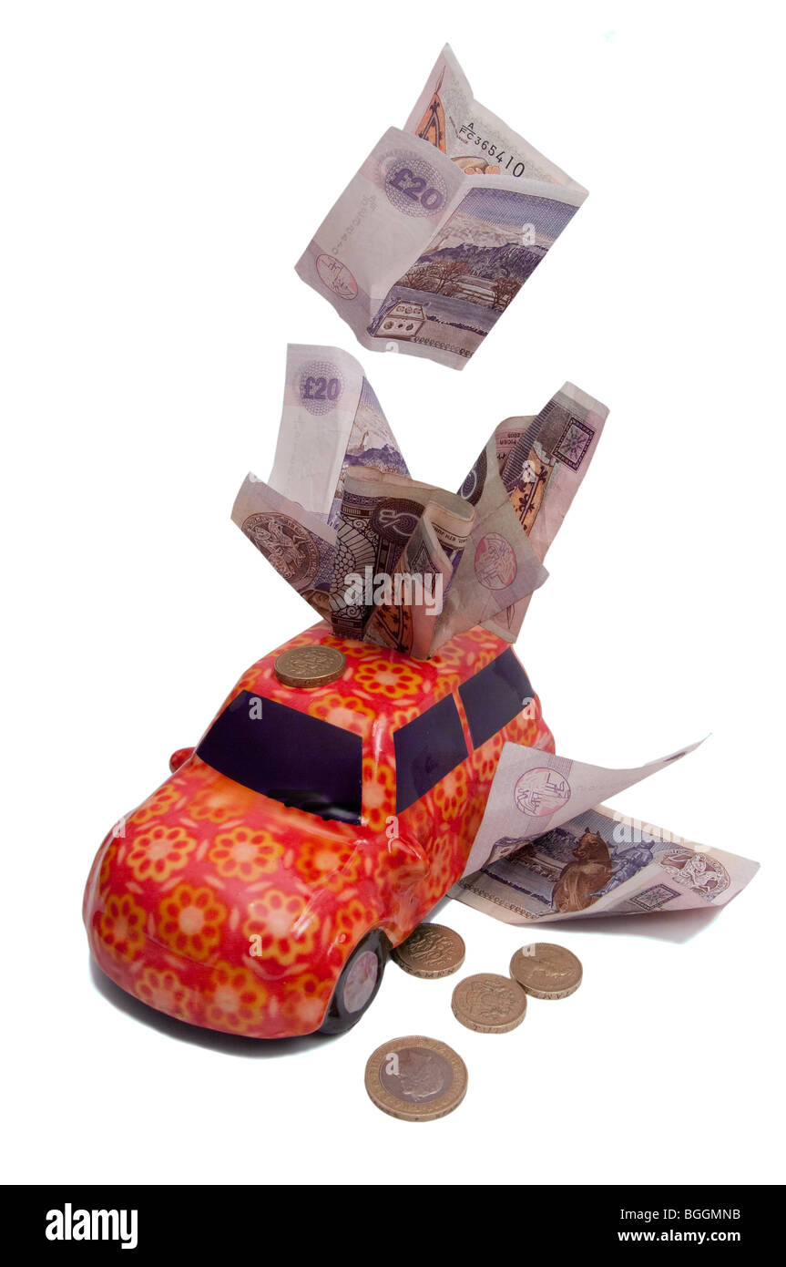 Notion de droit, cut-out, voiture, argent, location motoring Banque D'Images