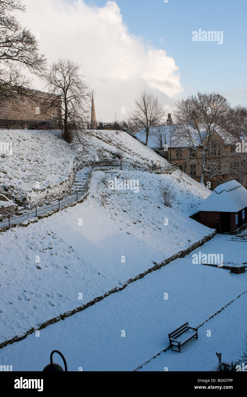 Le château de Norwich Norwich - autour de Norfolk au Royaume-Uni de neige de début janvier, 2010 Banque D'Images