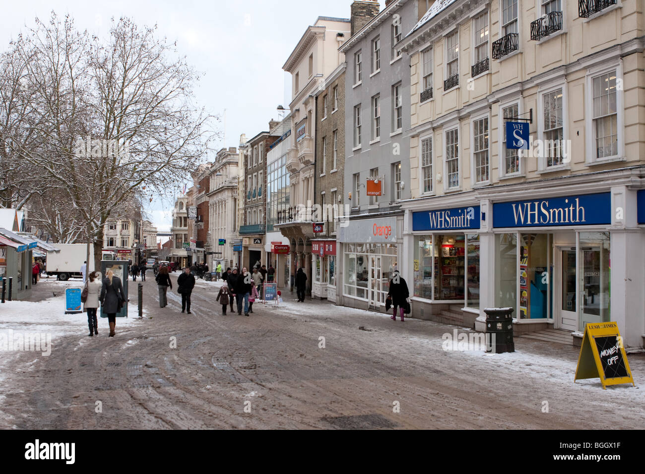 Autour de centre-ville de Norwich (Gentlemans à pied) au Royaume-Uni de neige de début janvier 2010. Banque D'Images