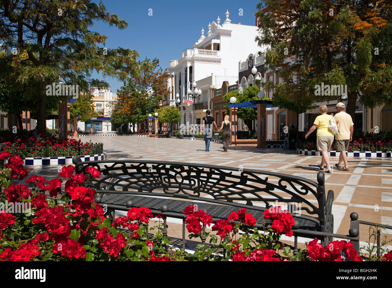 Plaza de las Flores en Isla Cristina, Huelva, Andalousie, Espagne Plaza de las Flores à Isla Cristina, Huelva, Andalousie, Espagne Banque D'Images