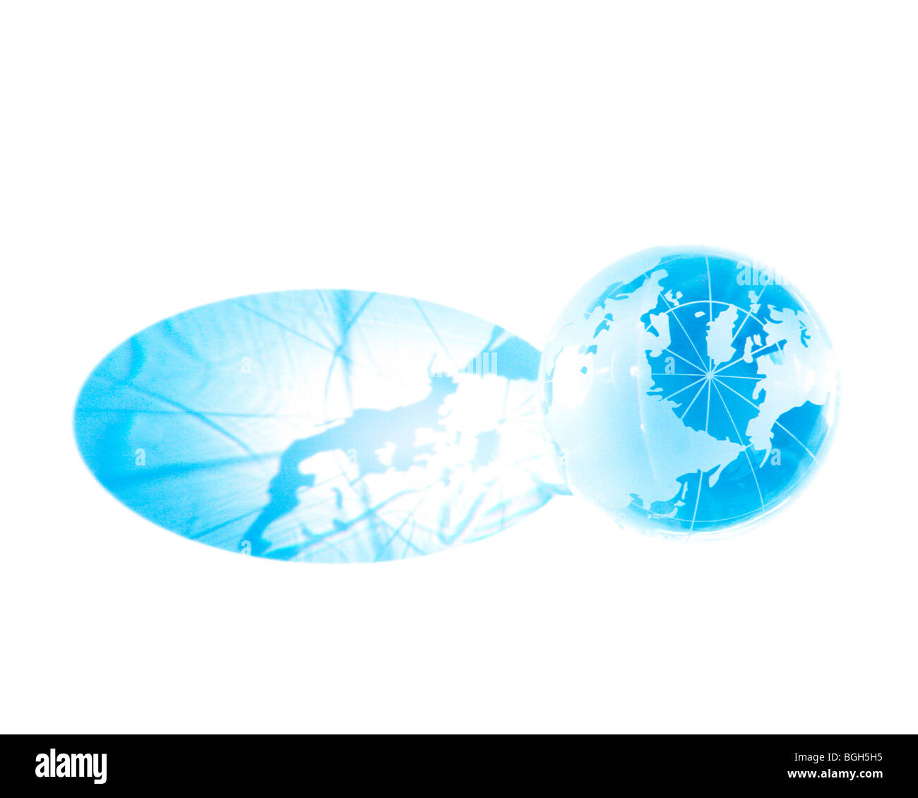 Globe bleu et son reflet Banque D'Images