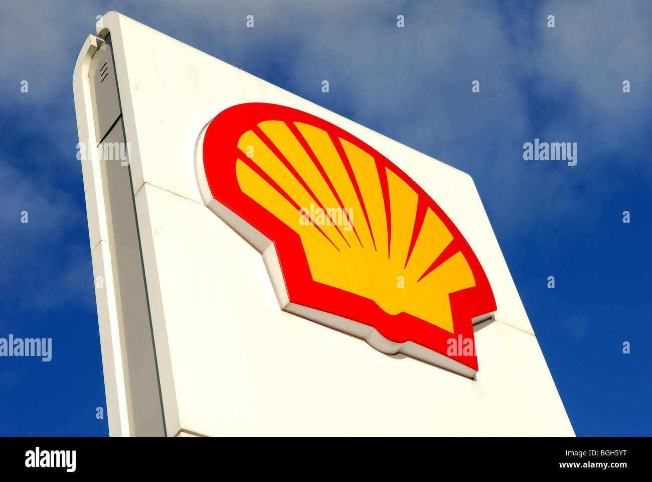Signe de carburant Shell M1 Services. Banque D'Images