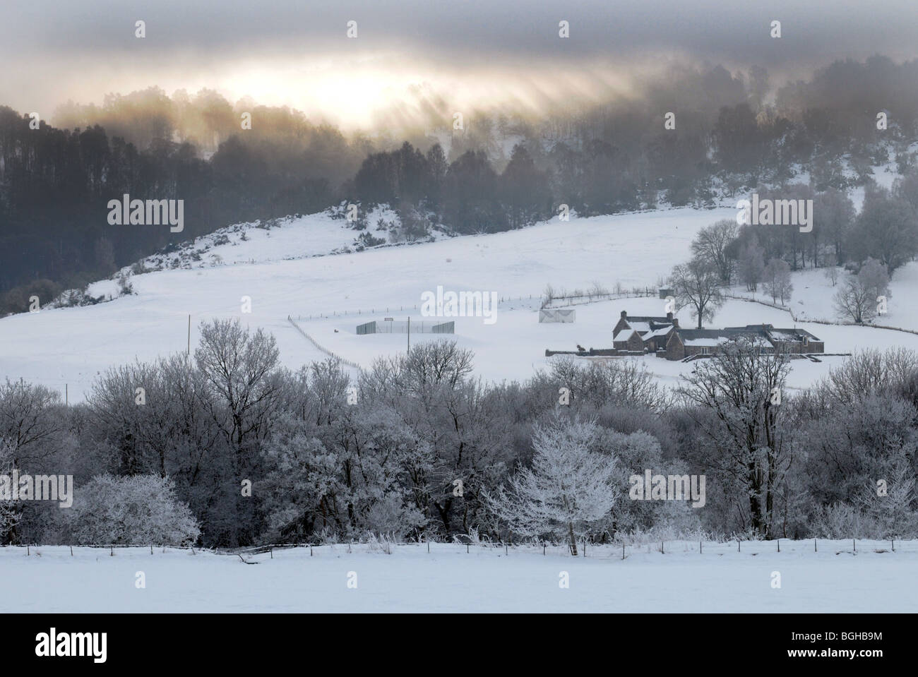Un paysage de neige scène dans le Perthshire, Écosse Banque D'Images