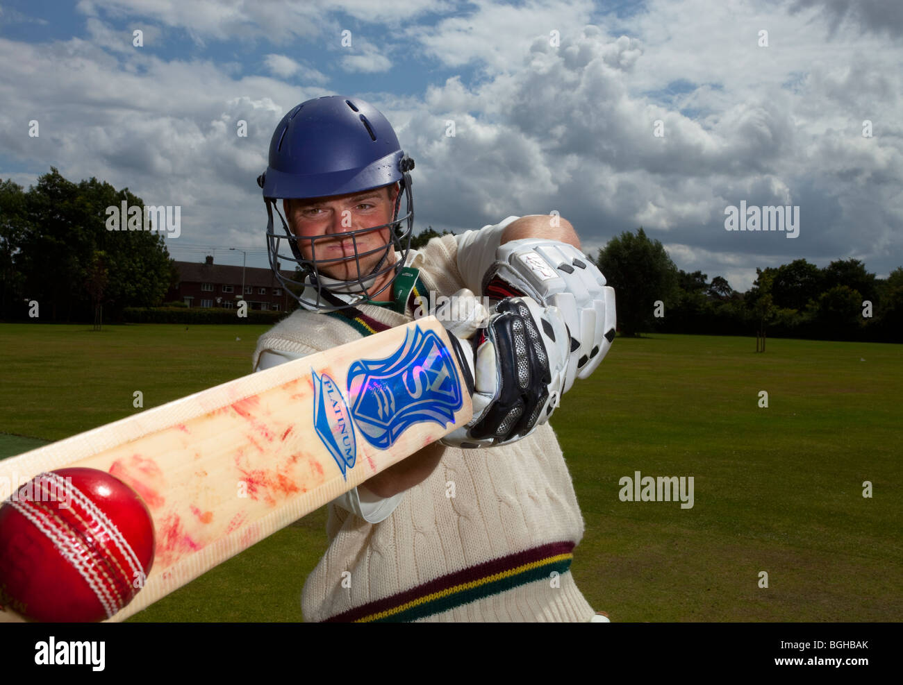 Un Joueur De Baseball Pose Avec Sa Batte Photo stock - Image du souris