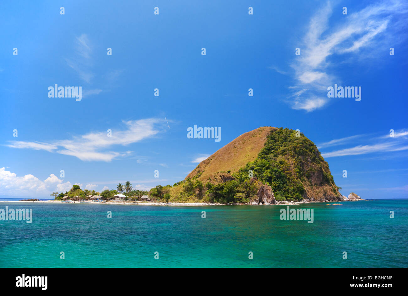 Île isolée sur la côte ouest de Palawan, Philippines. Banque D'Images