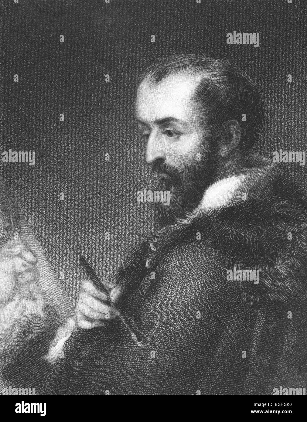 Antonio da Correggio sur gravure à partir des années 1850. Peintre italien. Banque D'Images