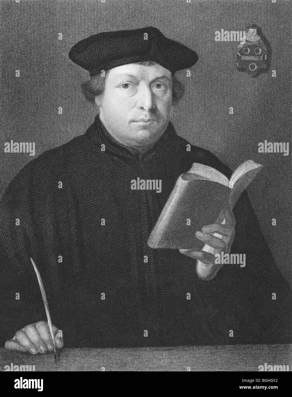 Martin Luther sur gravure à partir des années 1850. Prêtre et professeur de théologie. Chef de la révolte religieuse du 16ème siècle en Allemagne. Banque D'Images