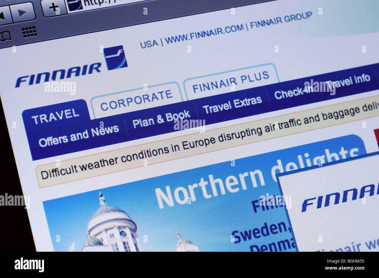 Finnair (Finnish Airlines) site web Banque D'Images
