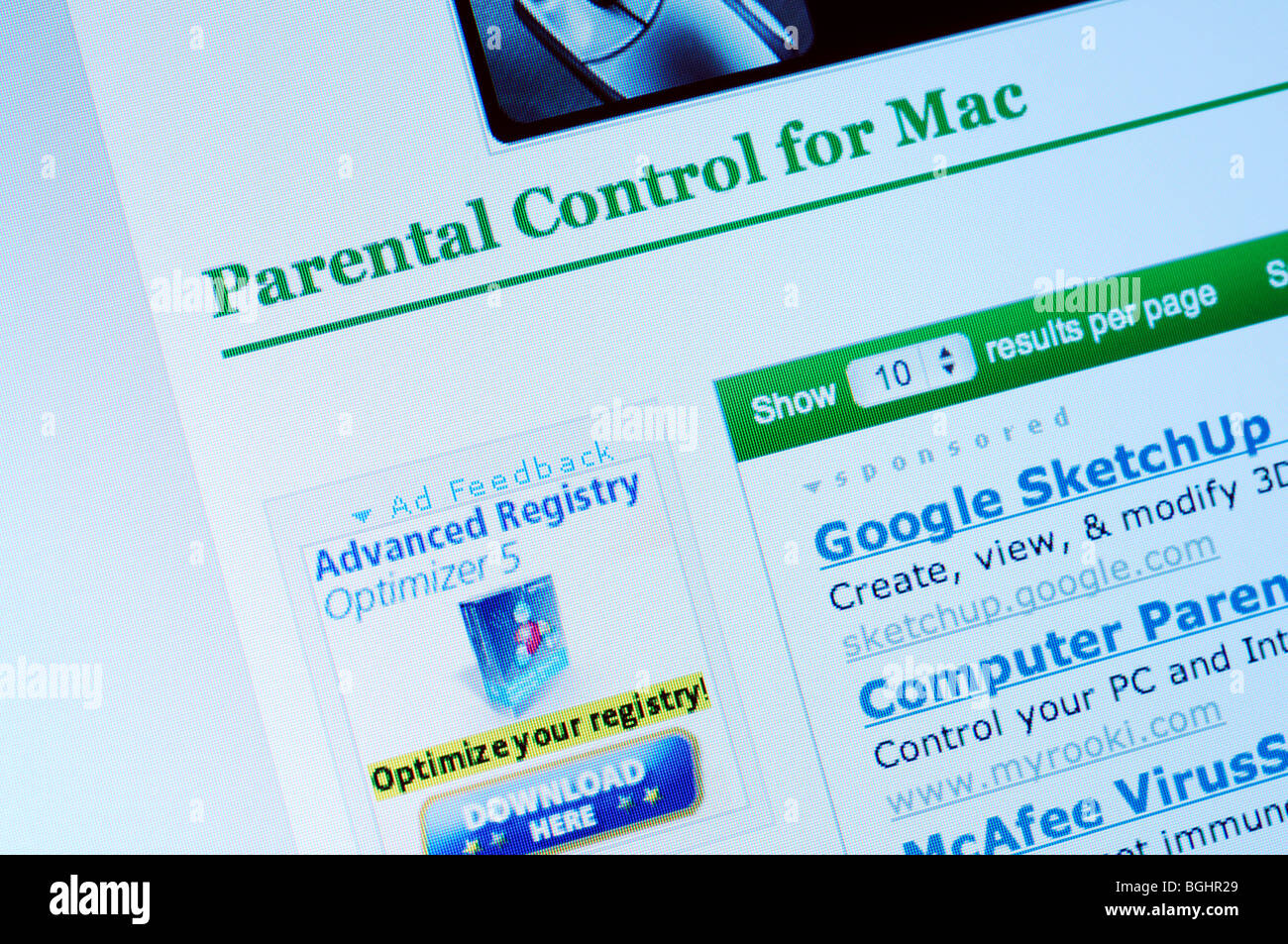 Contrôle parental pour Mac (site web) Banque D'Images