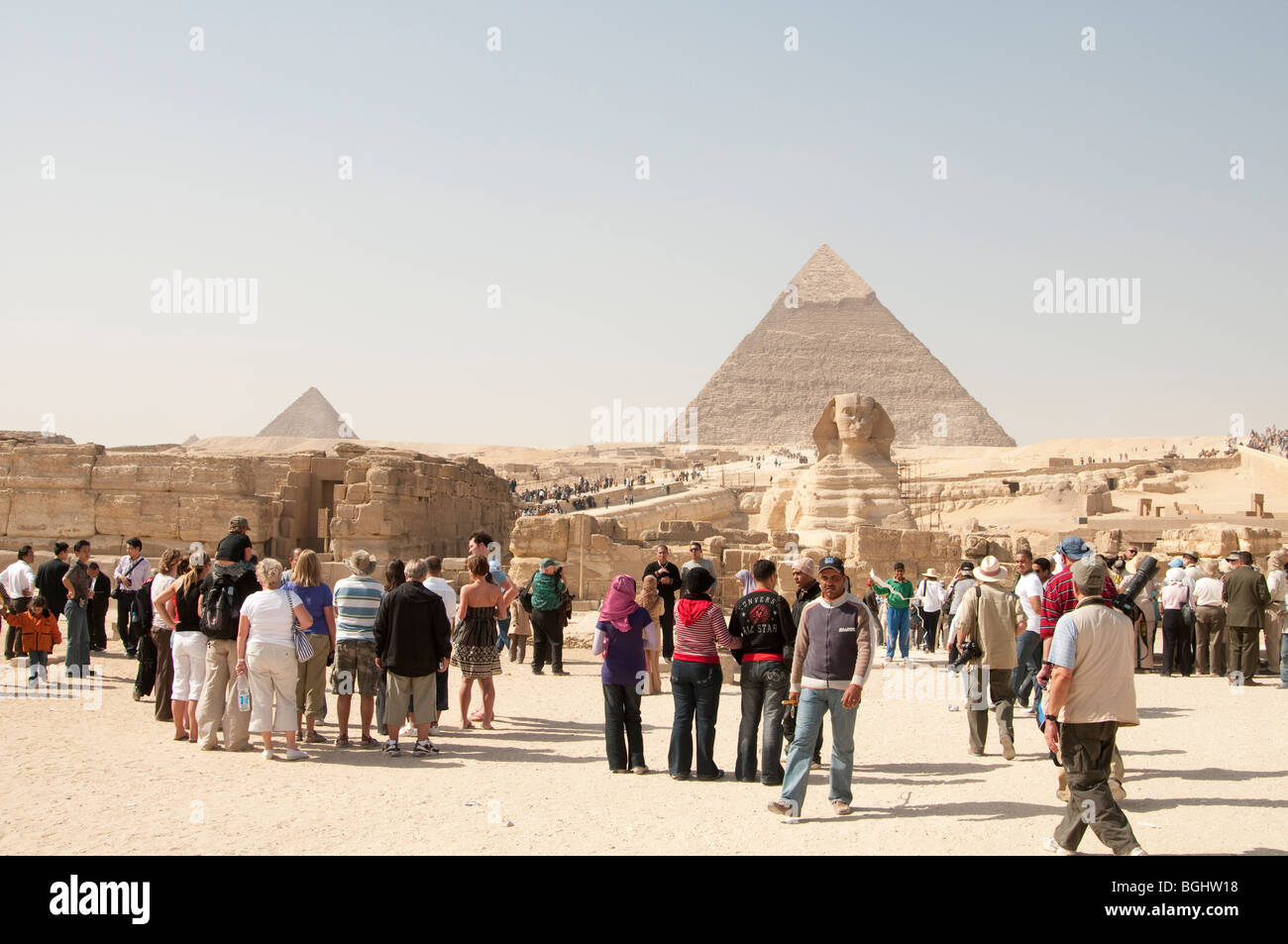 Le Sphinx et les pyramides de Gizeh, Le Caire, Egypte, Afrique du Sud Banque D'Images