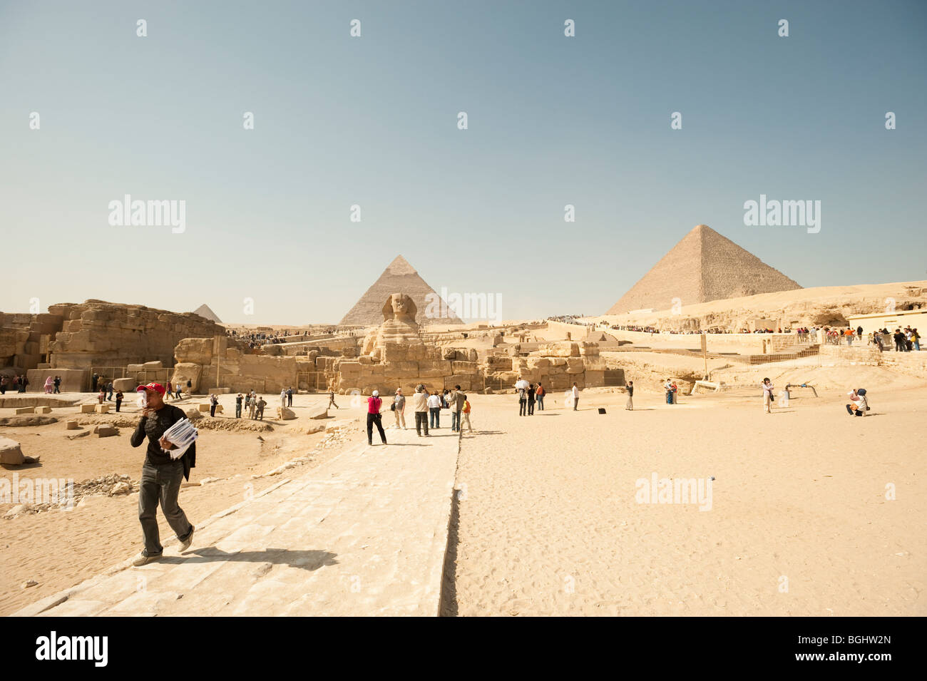 Le Sphinx et les pyramides de Gizeh, Le Caire, Egypte, Afrique du Sud Banque D'Images