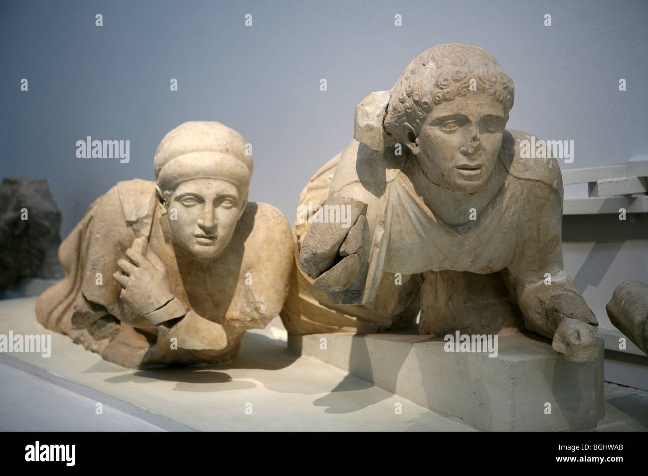 Détail de l'Ouest fronton du Temple de Zeus à Olympie - la bataille de centaures et doté d''Lapith Lapiths wom Banque D'Images