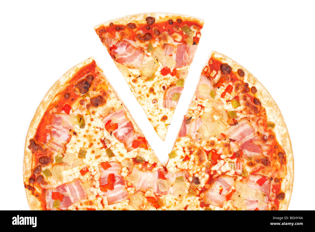 Pizza italienne, isolé sur fond blanc Banque D'Images