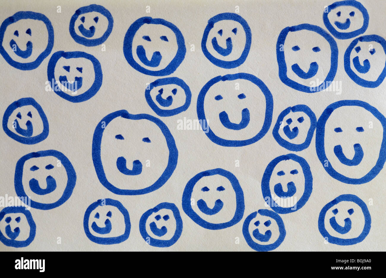 Smiley face doodles close up Banque D'Images