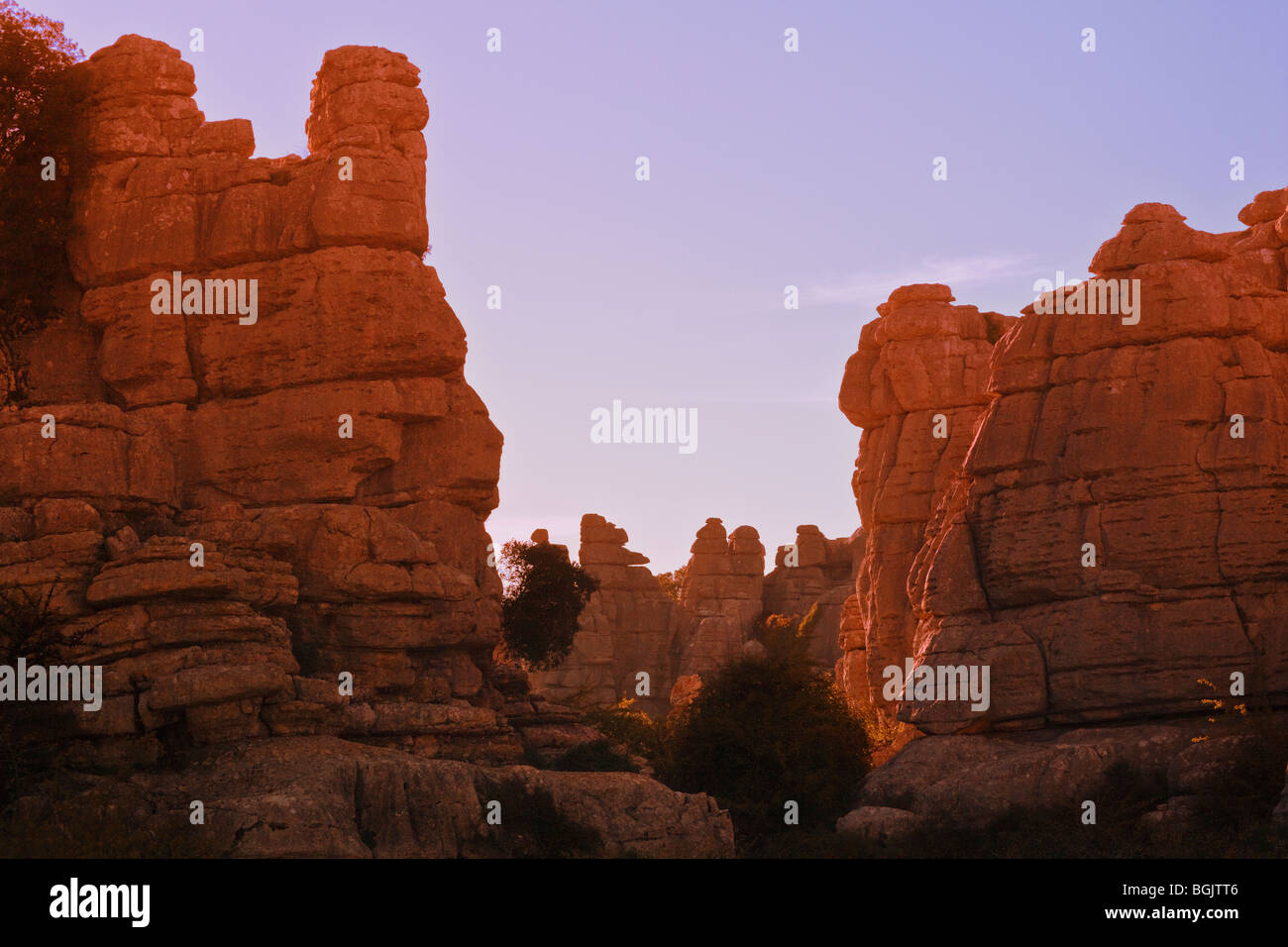 Formations rocheuses d'El Torcal Réserve naturelle près de Antequera, la province de Malaga, Espagne. Banque D'Images